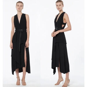 Manning Cartell The New Order Midi Dress High Low Belted Waist Black Size 10